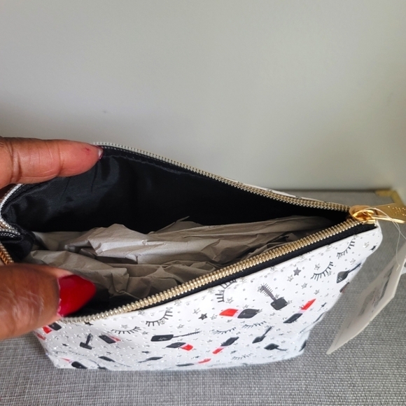 New Imoshion USA Cosmetic Makeup Bag Lipstick Red Black Travel Clutch - Picture 4 of 5